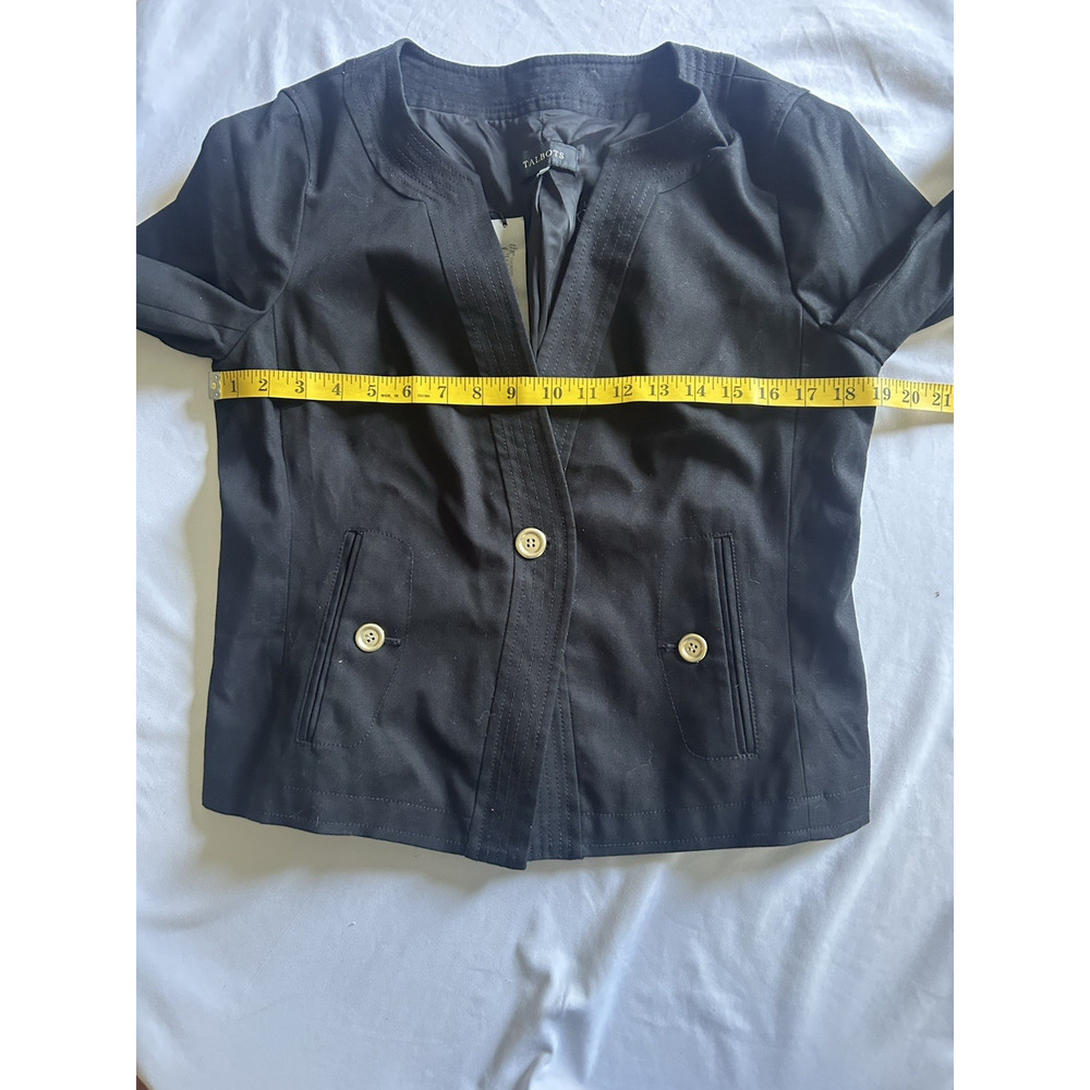 Talbots Grace Fit Cotton Lightweight Blazer Womens Size 12 Black Classic NWT - Picture 5 of 7